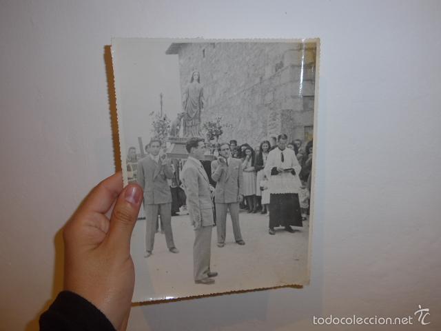 Antique Photography: Antigua gran fotografia de procesion reigiosa, con gran virgen, a&ntilde;os 40