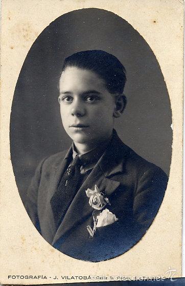 Antique Photography: FOTO J.VILATOBA TARRASA RETRATO JOVEN CON REVERSO TAMA&Ntilde;O POSTAL