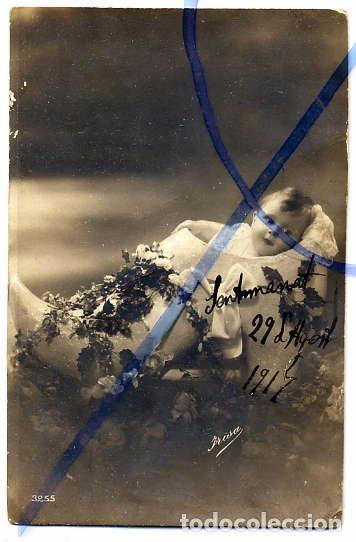 Antique Photography: RETRATO NI&Ntilde;A  1917 ROSITA ROSELL I AMAT TAMA&Ntilde;O POSTAL REVERSO ESCRITO A MANO