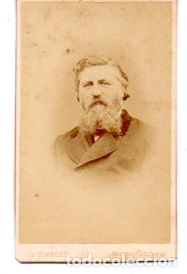 Antique Photography: ANTIGUA FOTOGRAFIA ,ALBUMINA ,BUSTO DE HOMBRE CON BARBA, CH.COMBERT PHOTOGRAPHIE, 11 X 7 CM.