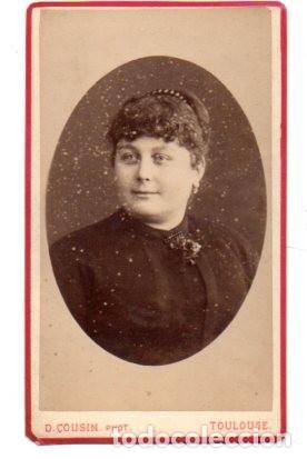 Antique Photography: ANTIGUA FOTOGRAFIA ,ALBUMINA,BUSTO DE MUJER, D.COUSIN PHOTOGRAPHIE, TOULOUSE,11 X 7 CM.