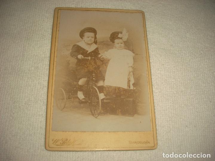 Alte Fotografie: ANTIGUA FOTO DE DOS NI&Ntilde;OS, UNO DE ELLOS EN TRICICLO .FOTOGRAFO POLAK
