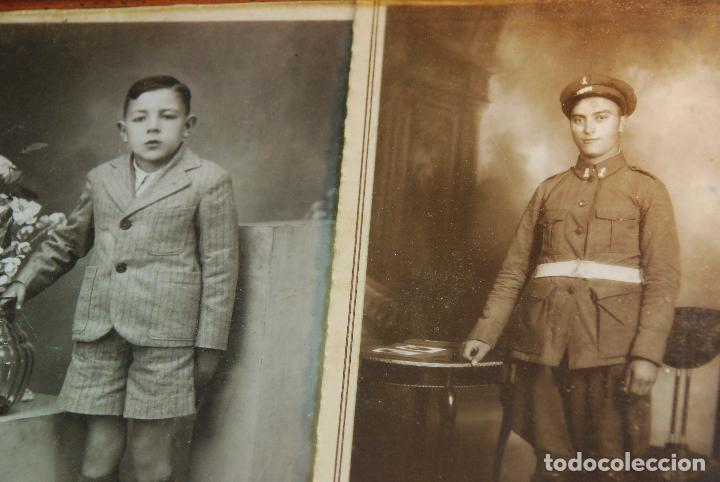 Fotografia antica: BONITA PAREJA DE FOTOGRAF&Iacute;AS ENMARCADAS -NI&Ntilde;O DE UNOS 8 A&Ntilde;OS Y OTRA CON UNOS 18 CON UNIFORME MILITAR