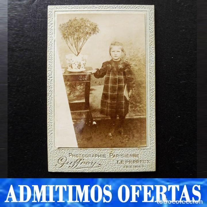 Antique Photography: Retrato escolar de una ni&ntilde;a, alb&uacute;mina, finales del XIX