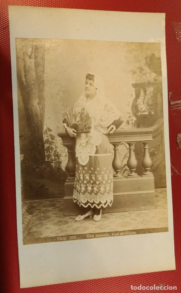 Fotografia antica: Alb&uacute;mina fotograf&iacute;a Num 292 Una manola tipo Sevillano. Garzon ???