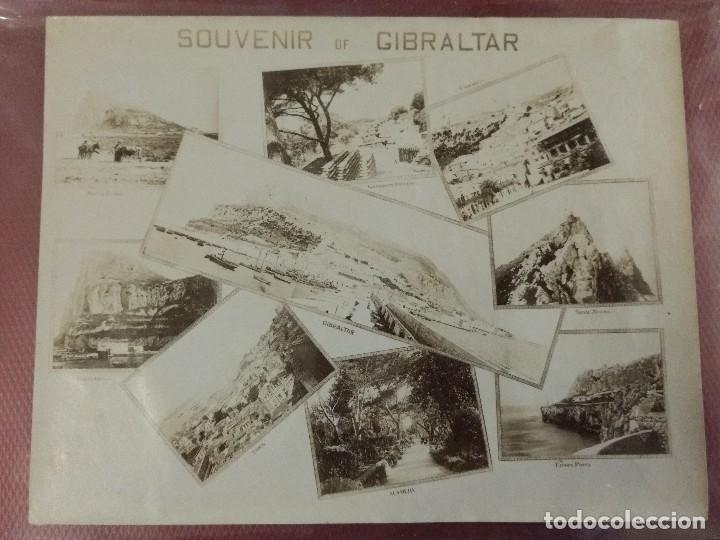 Fotografia antica: Fotograf&iacute;a alb&uacute;mina varias vistas de Gibraltar. Souvenir.