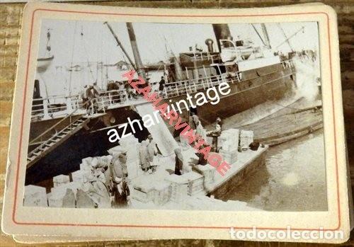 Fotograf&iacute;a antigua: SIGLO XIX, BARCO DE VAPOR LLEGANDO A TETUAN,95X70MM