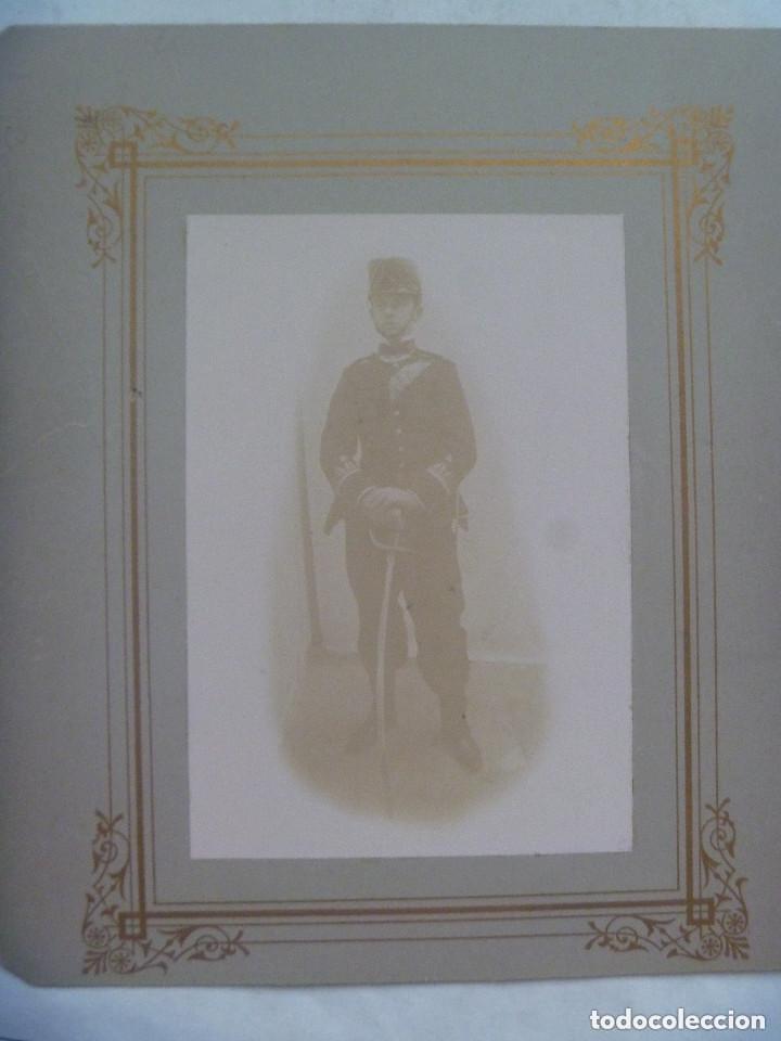 Fotograf&iacute;a antigua: GRAN FOTO DE CADETE ALFEREZ DE LA ACADEMIA MILITAR CON GOLA Y SABLE , SIGLO XIX ... 21 X 24 CM