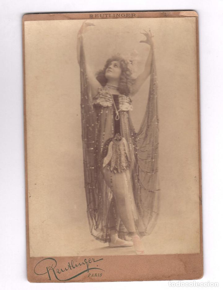 Antique Photography: ACTRIZ DE TEATRO, NOMBRE REVERSO, FOTO REUTLINGER, PARIS. 11X16,5 CM.