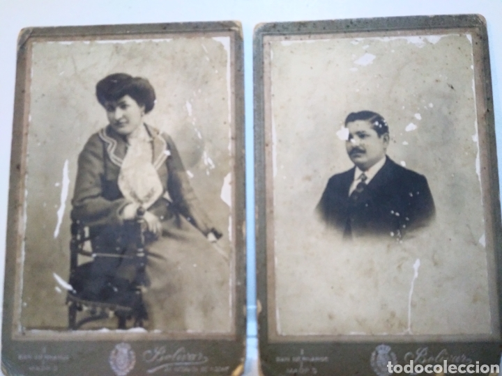 Fotografia antica: BOLIVAR. FOTOGRAFO MADRID. RETRATO DE NOCHE. DOS FOTOS ALBUMINA.