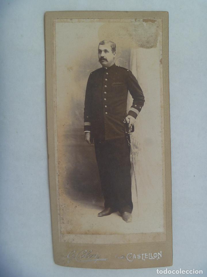 Fotograf&iacute;a antigua: FOTO DE CAPINTAN DE LA GUARDIA URBANA DE CASTELLON CON SABLE, SIGLO XIX. DE G. COLON .. 10 X 21 CM