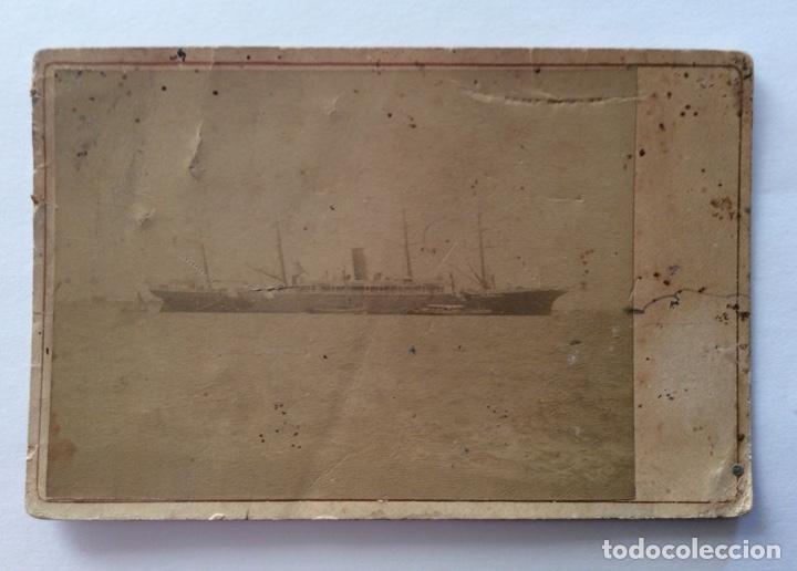 Fotograf&iacute;a antigua: FOTOGRAF&Iacute;A ALBUMINA. BARCO, BUQUE. VAPOR REINA MARIA CRISTINA. 8x12.5 CMS.