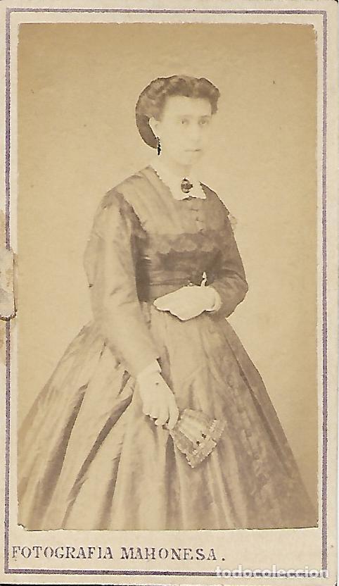 Antique Photography: ANTIGUA MINI-FOTO SOBRE CART&Oacute;N DURO (FOTOGRAF&Iacute;A MAHONESA)