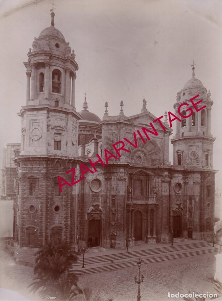 Fotografia antica: CADIZ, SIGLO XIX, ESPECTACULAR ALBUMINA DE LA CATEDRAL, 170X225MM