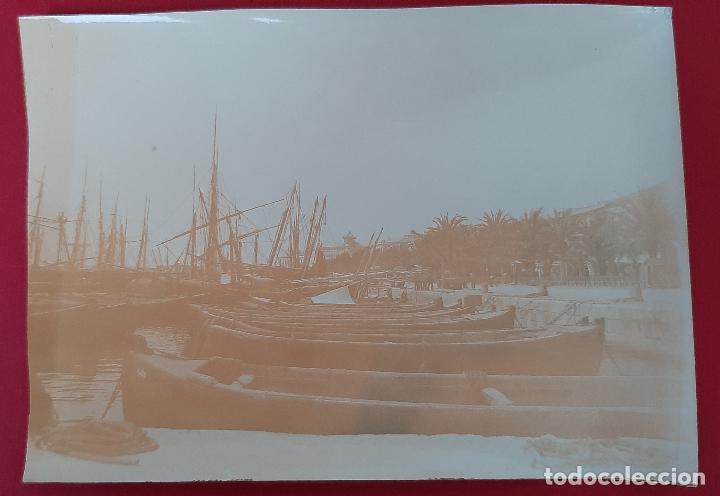 Fotografia antiga: FOTOGRAFIA FOTO ALBUMINA ALICANTE PUERTO Y PASEO ORIGINAL F8 32
