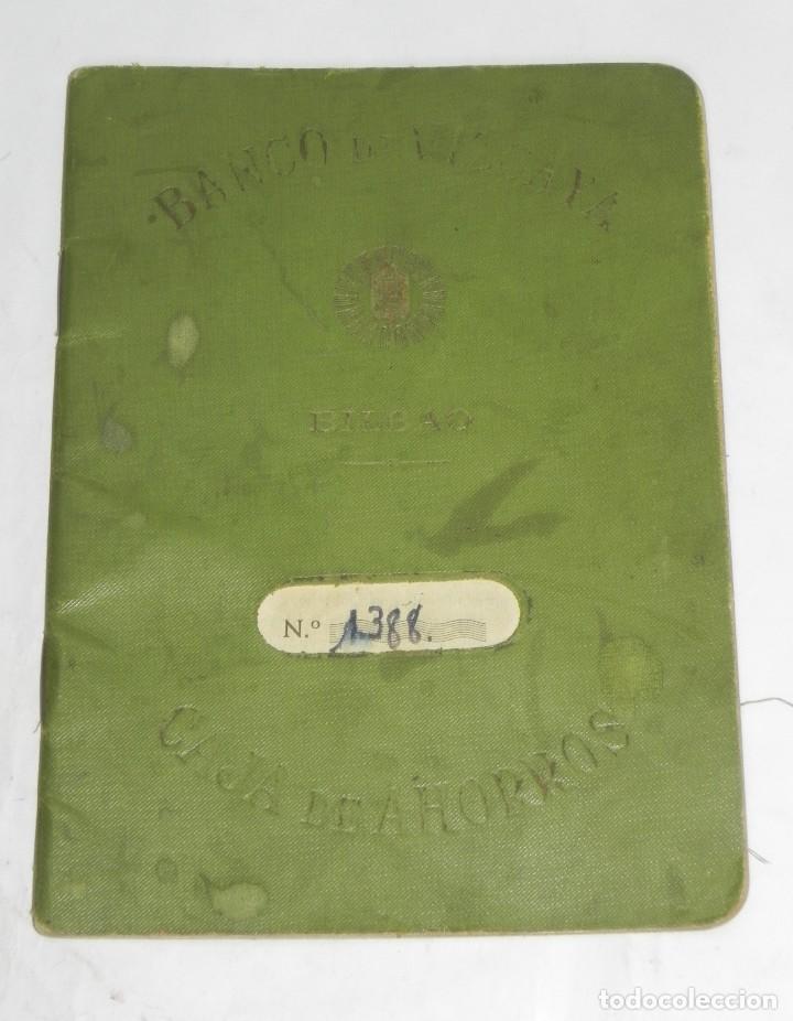 Alte Fotografie: Libreta de ahorros o cartilla del banco de vizcaya 1934,  caja de ahorros, movimientos de saldo, mid