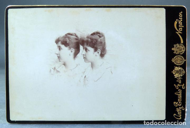 Antique Photography: Fotograf&iacute;a alb&uacute;mina dos retratos dama peinado ANT y Emilio F dit Napole&oacute;n hacia 1890 S XIX