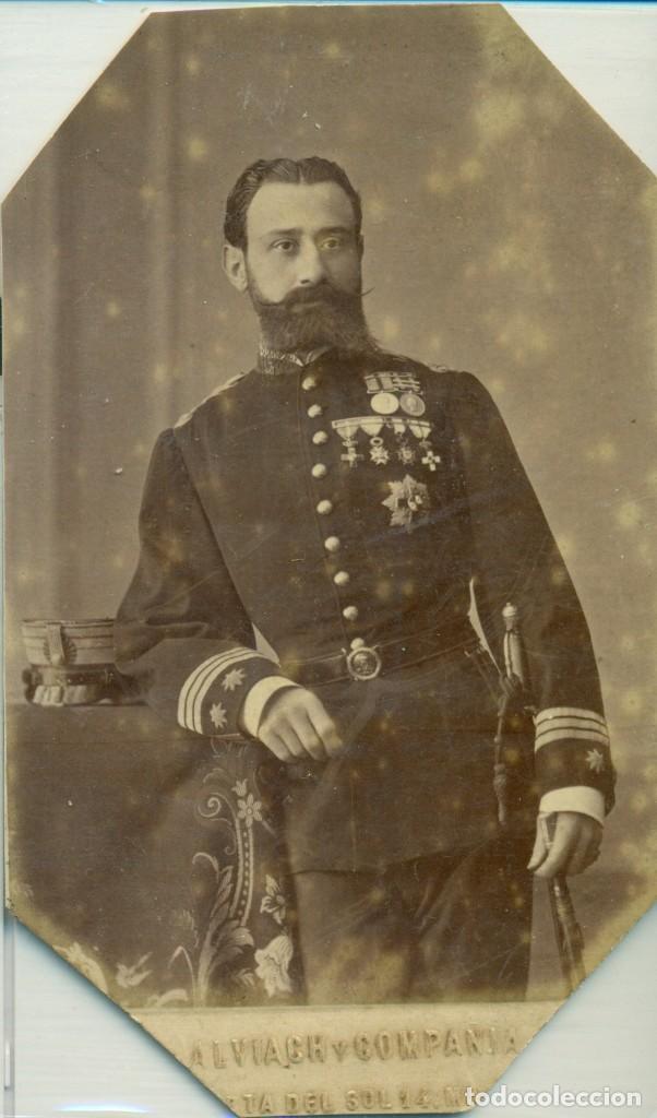 Fotograf&iacute;a antigua: MILITAR CORONEL INFANTER&Iacute;A REGIMIENTO 43. FIRMADA EN CADIZ EN 1878. FOTO ALVIACH.MADRID.