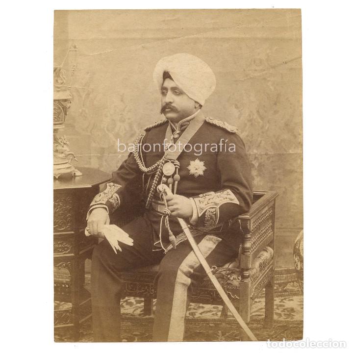 Antique Photography: General Raja sir Amar Singh, Militar. (1864-1909). Marajah de Cachemira, 15,5x21 cm.