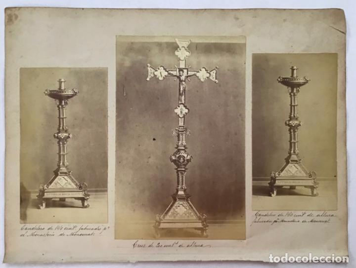 Fotograf&iacute;a antigua: CANDELERO DE 140 CM. FABRICADOS PARA EL MONSTERIO DE MONSERRAT. 19,5 X 10,7 CM.