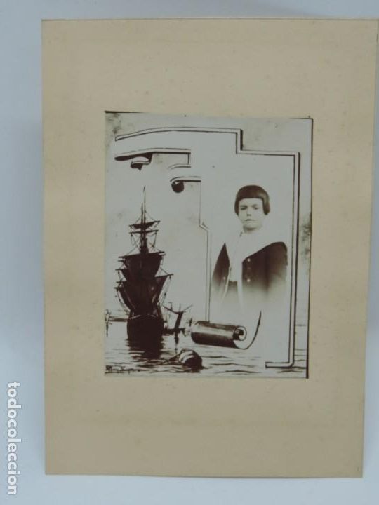 Alte Fotografie: FOTOGRAFIA ALBUMINA DE NI&Ntilde;O EN SU PRIMERA COMUNION, TAMA&Ntilde;O POSTAL PEGADO SOBRE CARTULINA. FINALES DE