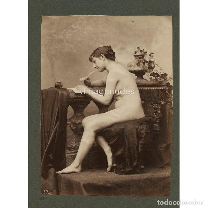 Antique Photography: DESNUDO FEMENINO DE ESTUDIO, 1890 APROX. 17x23,6 cm. Soporte: 22x30 cm.