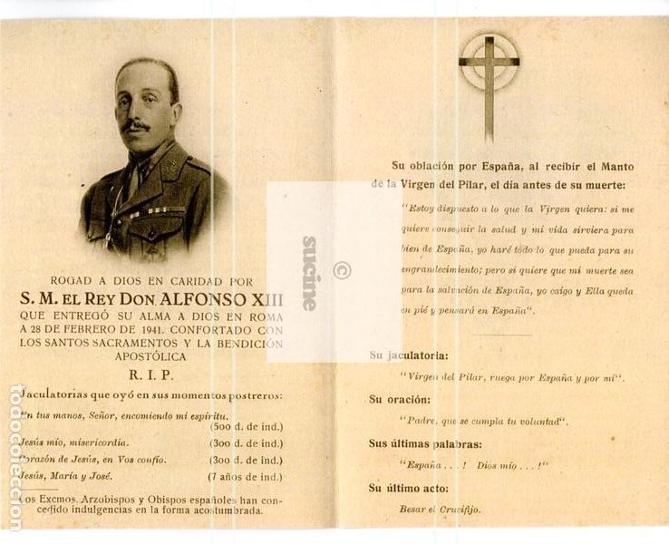 Antique Photography: RECORDATORIO DE LA MUERTE DE S.M. EL REY DON ALFONSO XIII