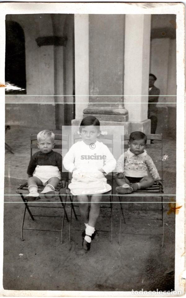 Antique Photography: FOTOGRAFIA ORIGINAL DE 3 NI&Ntilde;OS EN LA PERGOLA DE CASTELLON