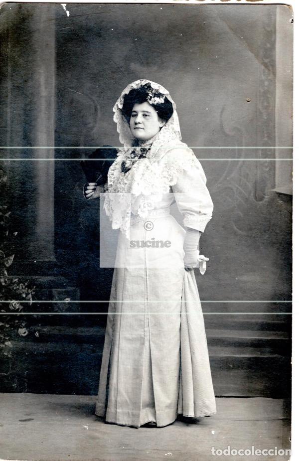 Fotografia antica: FOTOGRAFIA DE ESTUDIO ORIGINAL SE&Ntilde;ORA DEL FOTOGRAFO COLOM DE CASTELLON