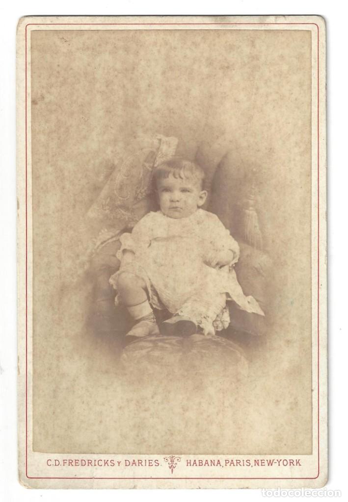 Fotografia antica: ANTIGUA FOTOGRAF&Iacute;A ALB&Uacute;MINA EXTRANJERA- NI&Ntilde;O. FOT&Oacute;GRAFO C. D. FREDRICKS Y DARIES. HABANA- 1886