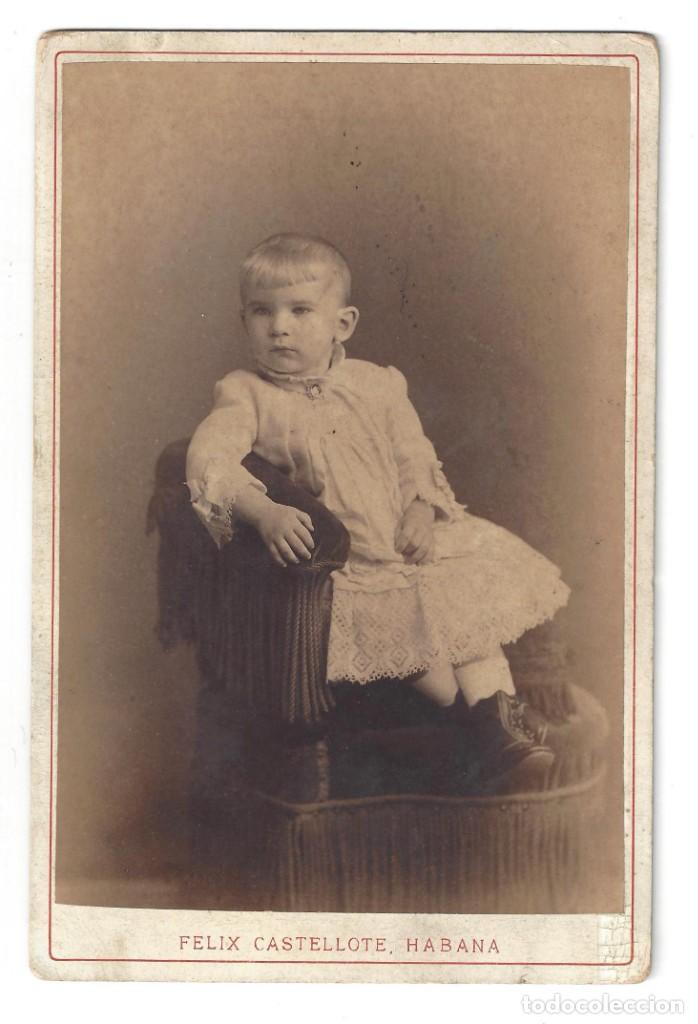 Fotografia antica: ANTIGUA FOTOGRAF&Iacute;A ALB&Uacute;MINA EXTRANJERA- NI&Ntilde;O SENTADO. FOT&Oacute;GRAFO FELIX CASTELLOTE. HABANA- 188?