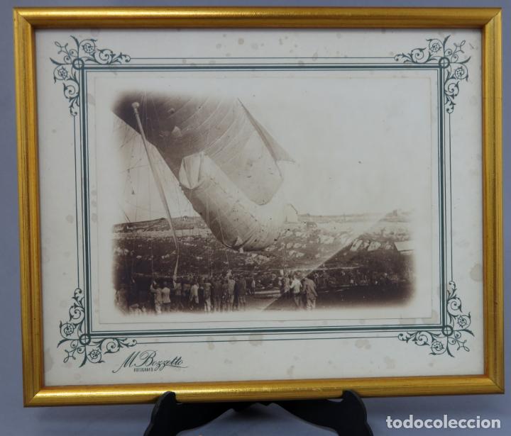 Fotografia antiga: Fotograf&iacute;a original ascensi&oacute;n globo cometa cautivo estudio Bozzetto Fot&oacute;grafo alb&uacute;mina PP S XX