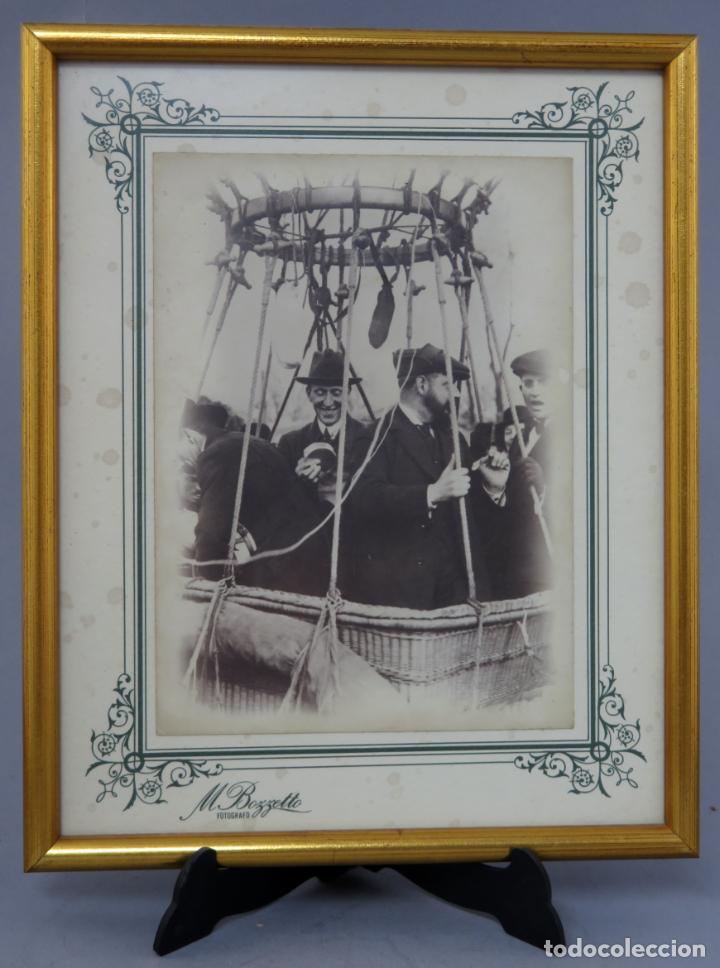 Antique Photography: Fotograf&iacute;a original ascensi&oacute;n globo personas barquilla estudio Bozzetto Fot&oacute;grafo alb&uacute;mina PP S XX