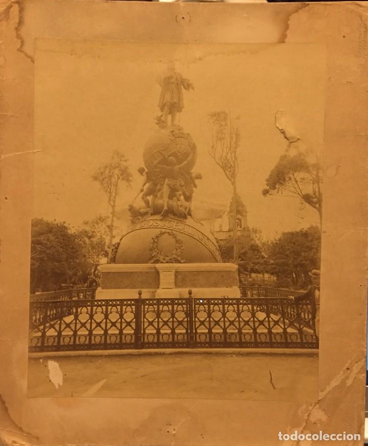 Fotograf&iacute;a antigua: FOTOGRAFIA SIGLO XIX, MONUMENTO A CRISTOBAL COLON, DE ALBUMINA, FOTOGRAFO INDIG.
