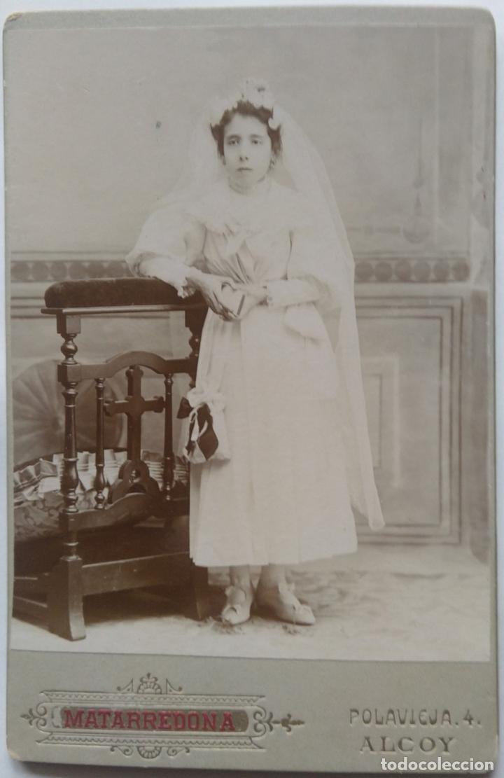 Fotografia antica: ALCOY RETRATO FOTOGRAFO MATARREDONA CARTON DURO TAMA&Ntilde;O 11 X 16,5 CM.