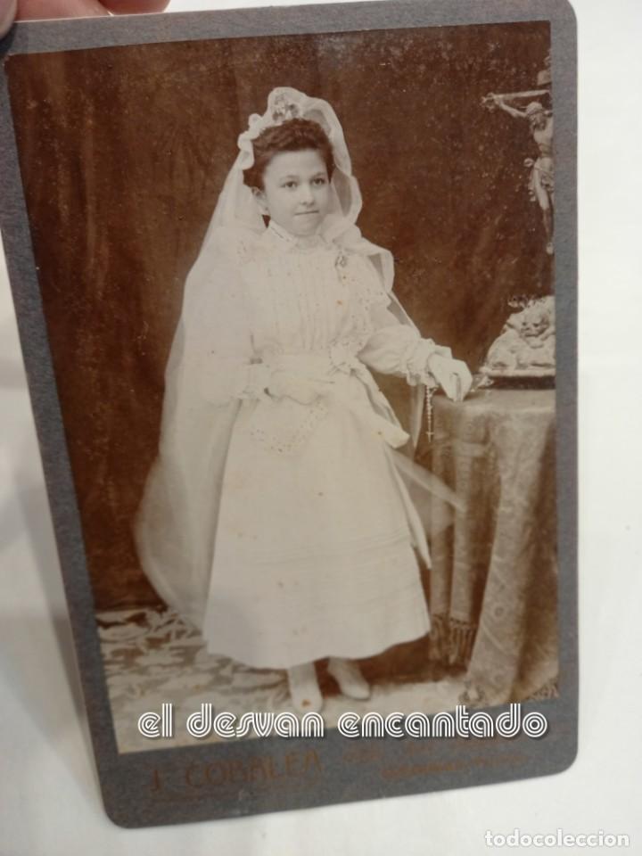 Fotografia antiga: Antigua foto ni&ntilde;a de Comunion. Estudio Cobalea. Ca&ntilde;amelar.(Valencia)
