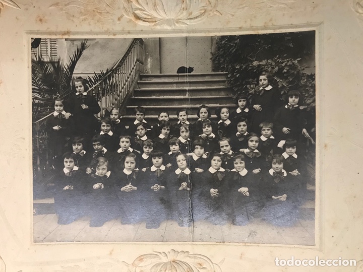 Fotografia antica: ESPA&Ntilde;A. Fotograf&iacute;a antigua. Escuela de Ni&ntilde;as.. .. las Ni&ntilde;as con el Gato Negro (h.1930?)