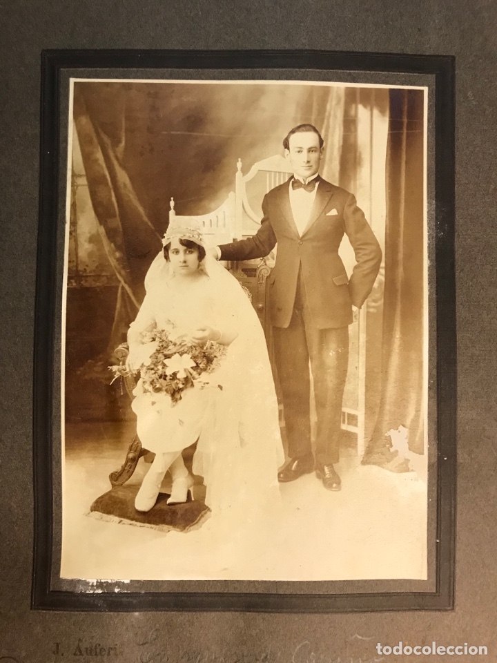 Fotograf&iacute;a antigua: RETRATO BODAS.. Hermosa Albumina... Reci&eacute;n casados para el recuerdo (Buenos Aires 1922)