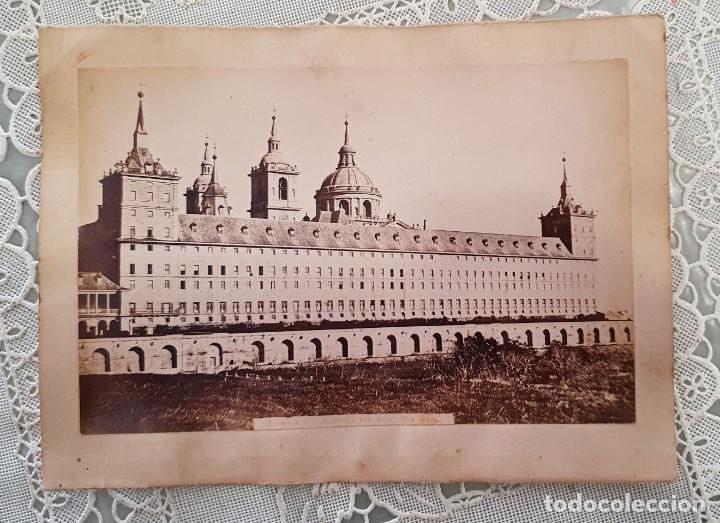 Fotografia antica: ALBUMINA FACHADA MONASTERIO DEL ESCORIAL MEDIDAS 13,50 X 9