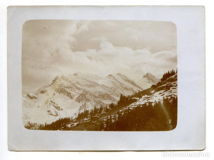 Fotograf&iacute;a antigua: Fotograf&iacute;a de paisaje alpino, monta&ntilde;as, lugar a identificar 9x6,5 cms. Alb&uacute;mina ? Gelatinobromuro ?