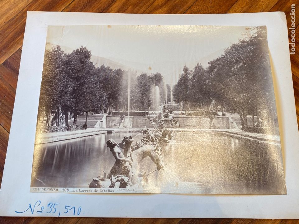 Fotografia antica: FOTOGRAF&Iacute;A ALB&Uacute;MINA DE LAURENT. SAN ILDEFONSO, 108. LA CARRERA DE CABALLOS