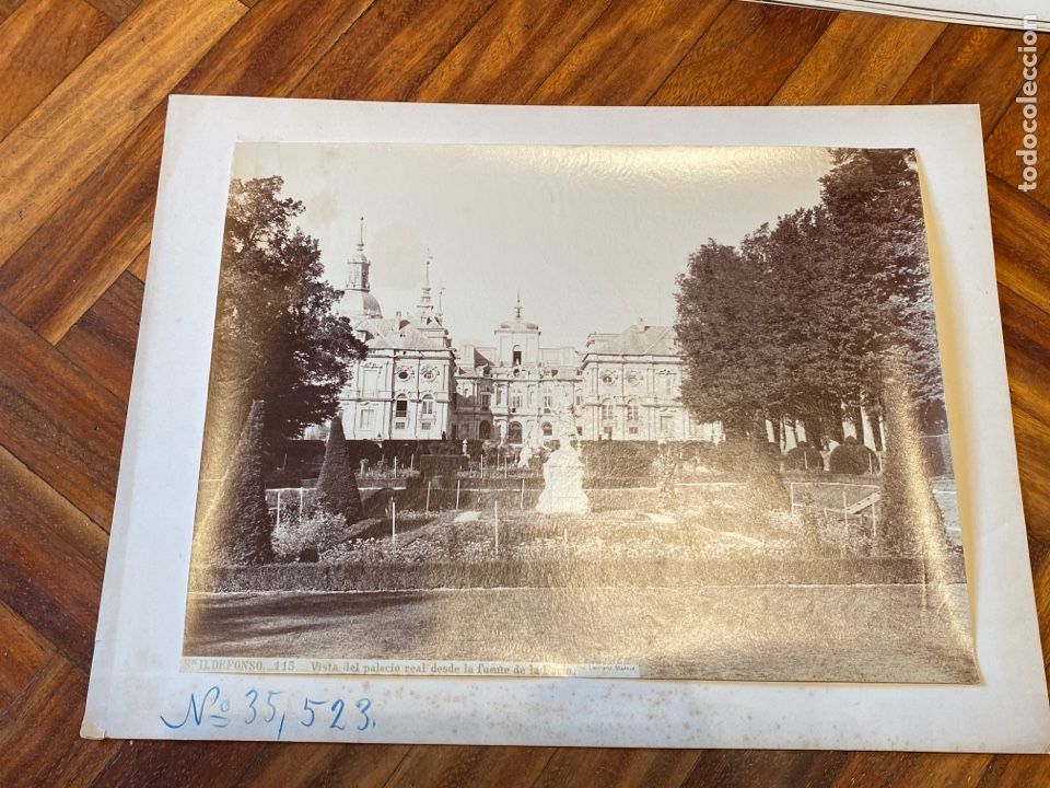 Fotografia antica: FOTOGRAF&Iacute;A ALB&Uacute;MINA DE LAURENT. SAN ILDEFONSO, 115. VISTA PALACIO REAL DESDE FUENTE DE LA FAMA.