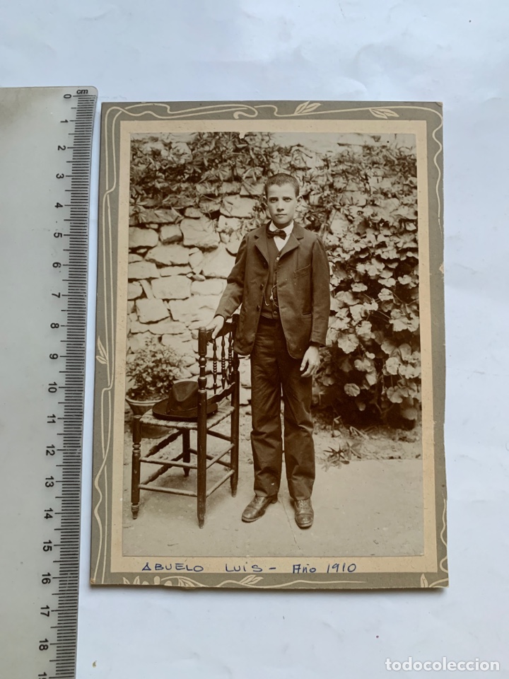Fotograf&iacute;a antigua: FOTO ALBUMINA. EL ABUELO LUIS DE NI&Ntilde;O. RAMON GALLEGO, FOT&Oacute;GRAFO. CASTELL&Oacute;N. A&Ntilde;O 1910.
