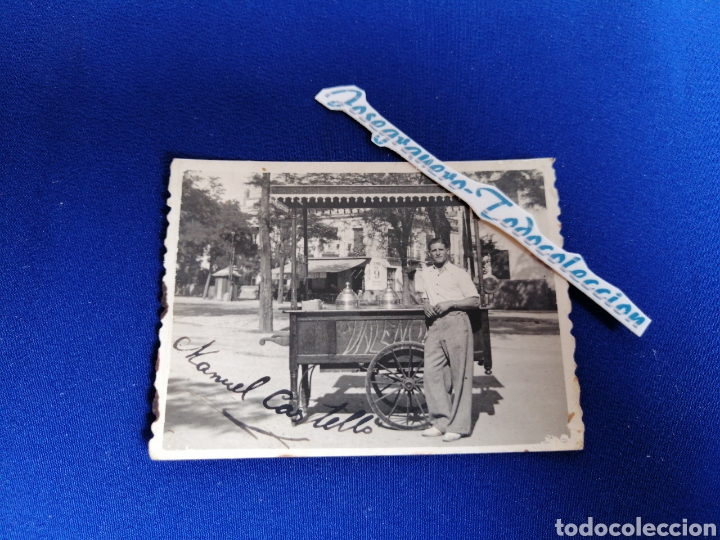 Photographie ancienne: CARRITO HELADERO FOTO ANTIGUA con sello fotogr&aacute;fico
