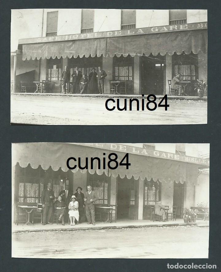 Antique Photography: 2 fotografias antiguas cafe hotel de la gare bielle francia a&ntilde;os 30 foto fotografia
