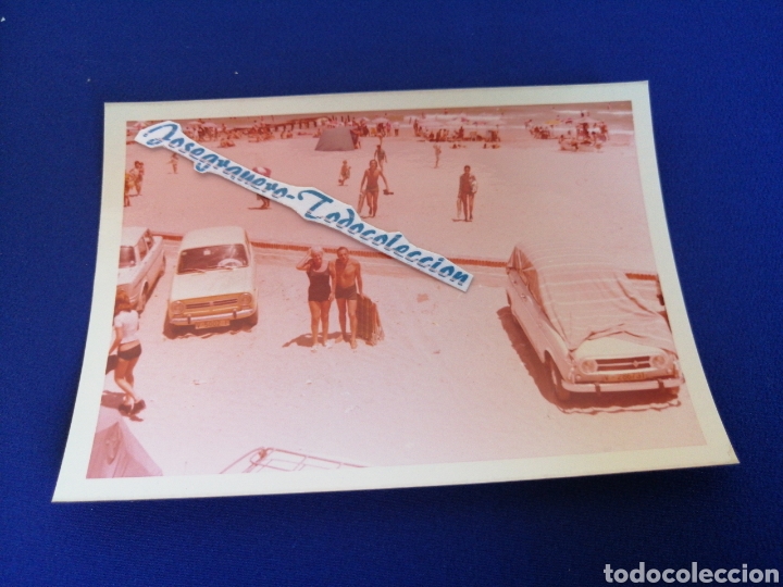 Photographie ancienne: COCHES EN LA PLAYA FOTOGRAFIA -CARS ON THE BEACH PHOTOGRAPH