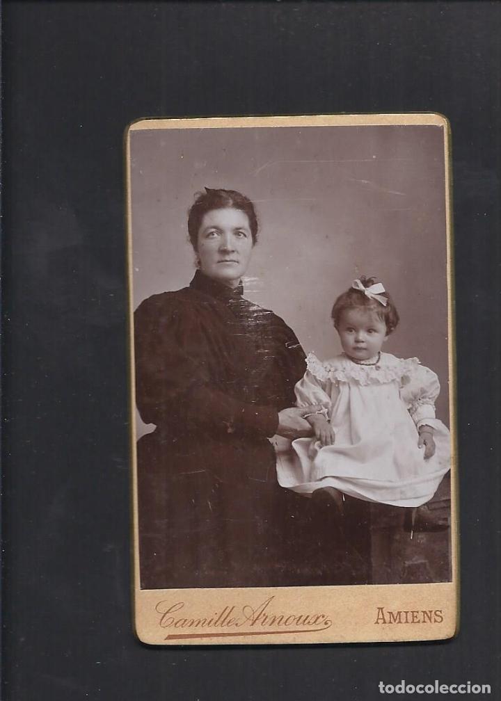 Photographie ancienne: Foto antigua. Siglo XIX. Se&ntilde;ora con ni&ntilde;a . 4,5 x 10.5 aprox.