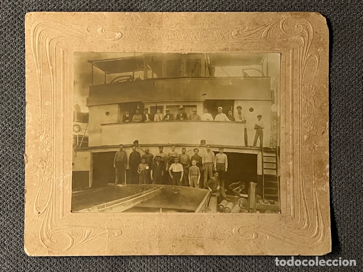 Antique Photography: BARCOS. Fotograf&iacute;a antigua albumina. Rumbo a las Am&eacute;ricas.., tripulaci&oacute;n, pasajeros&hellip; (h.1900?)
