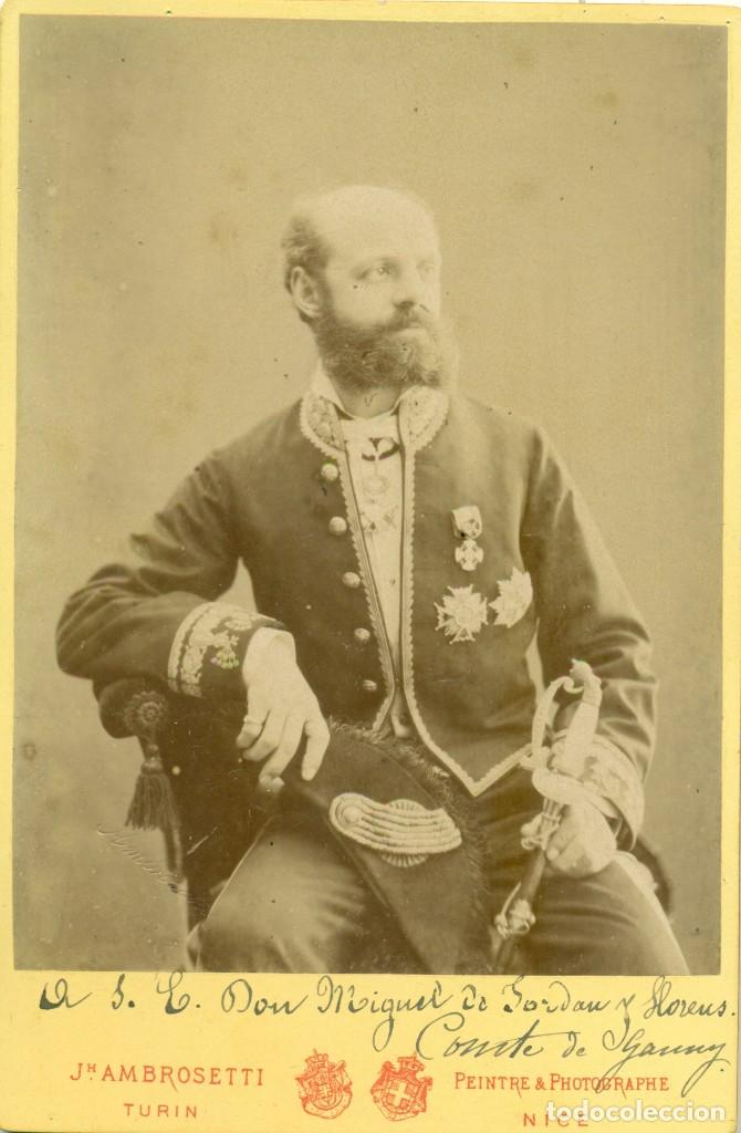 Fotograf&iacute;a antigua: DIPLOM&Aacute;TICO ESPA&Ntilde;OL. DEDICADA A MIGUEL JORDAN Y LLORENS. TURIN 1878. FORMATO CABINET.