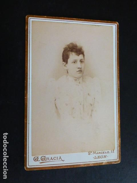 Fotografia antica: LEON G. GRAFIA FOTOGRAFO RETRATO DE MUJER HACIA 1890 8 X 12,5 CMTS
